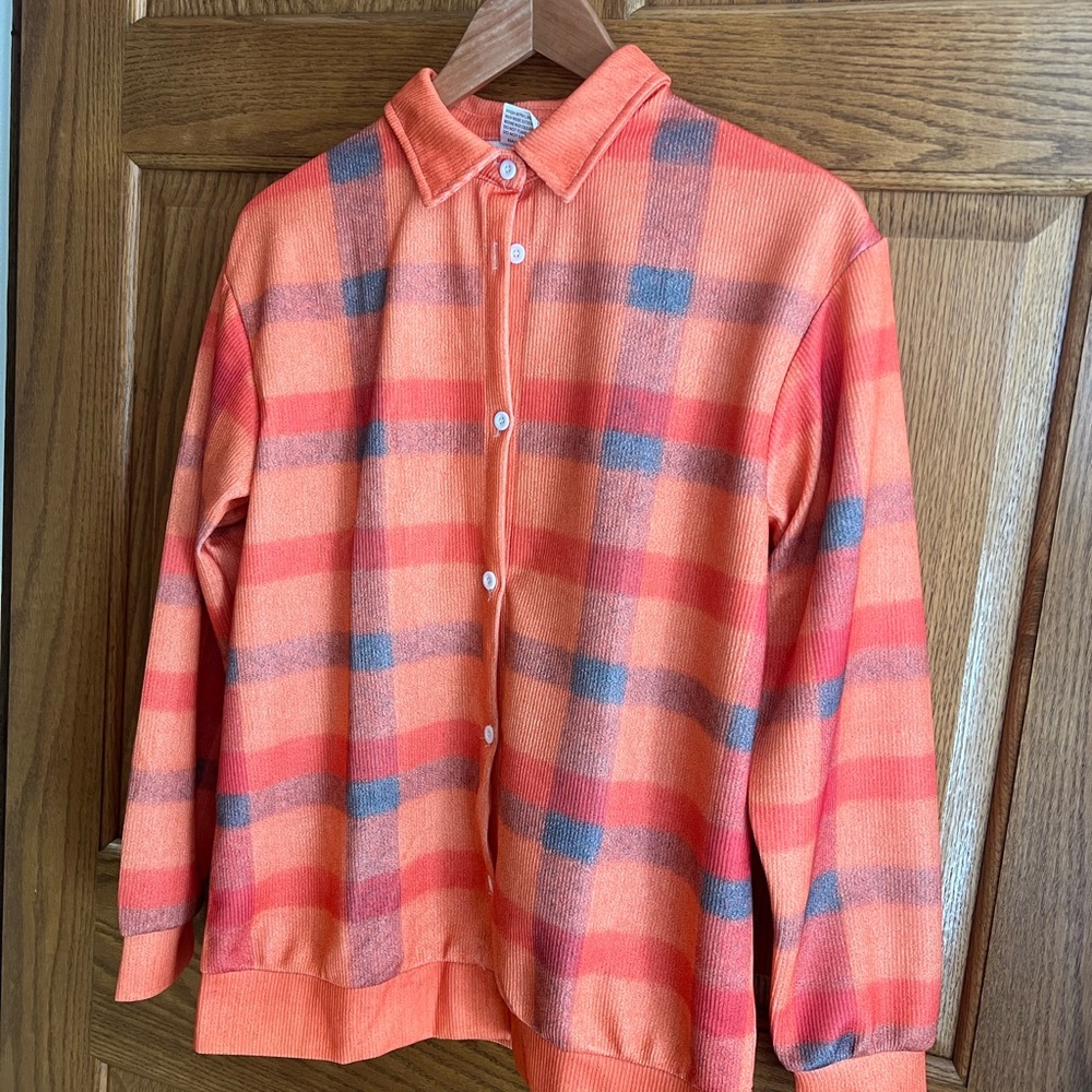 Orange Plaid Button Down Shirt
